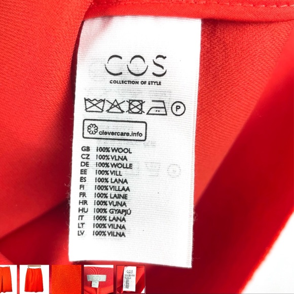 NWOT COS red wool skirt 36 - Picture 6 of 7